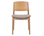 Emilio 4pc Set Dining Chair Fabric Seat Scandinavian Style Solid Ash Wood Oak