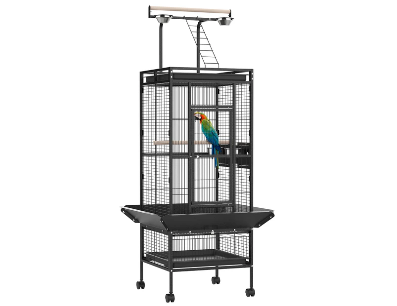 Advwin Bird Cage 153CM 2 Perches Aviary Parrot Budgie Playtop Slide Tray Wheels