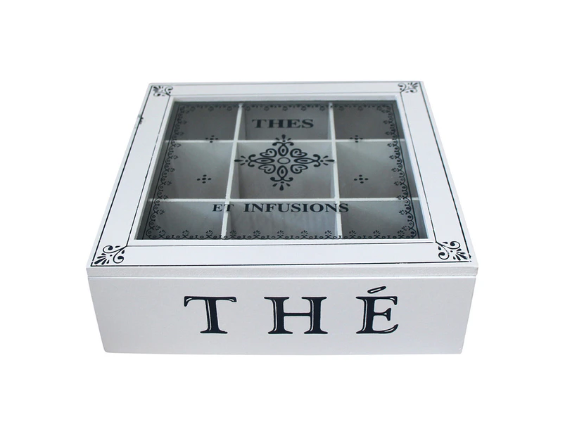 Infusions MDF 24cm Tea Box Home/Kitchen Decorative Teabag Organiser Large White