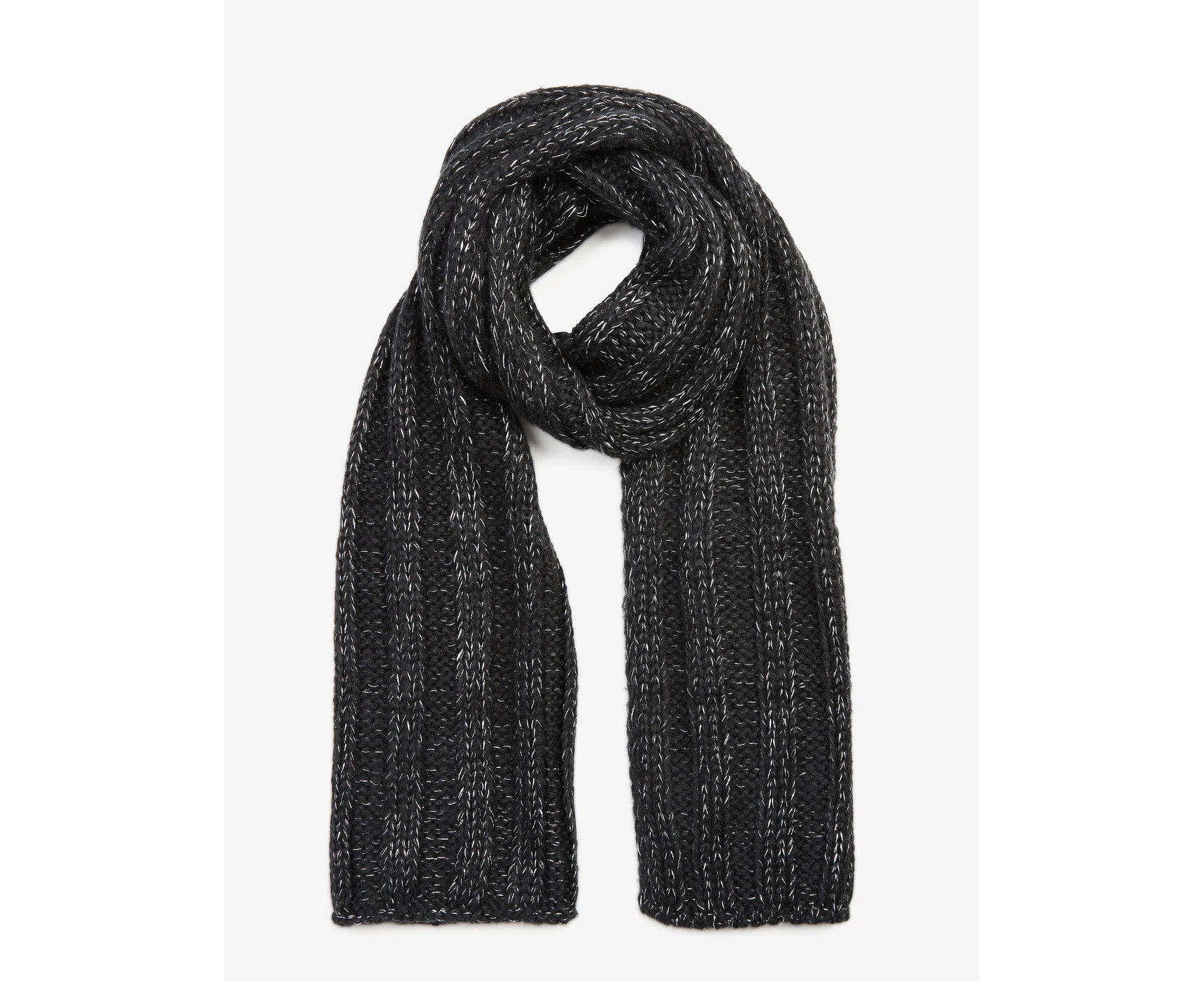 NONI B - Womens Scarf -  Knitted Lurex Scarf - Black