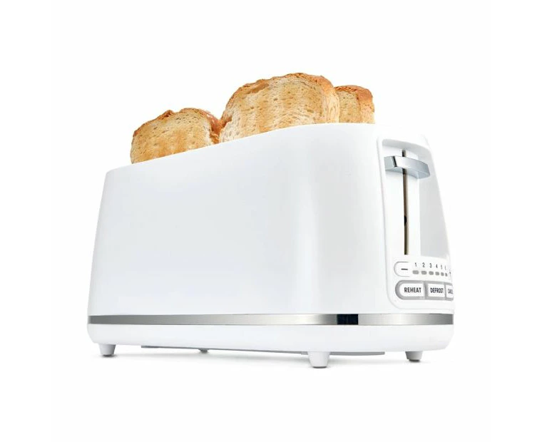 4 Slice Long Slot Toaster, White - Anko