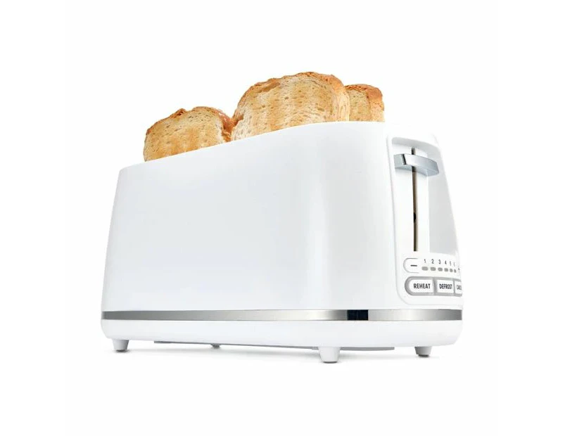 4 Slice Long Slot Toaster, White - Anko - White