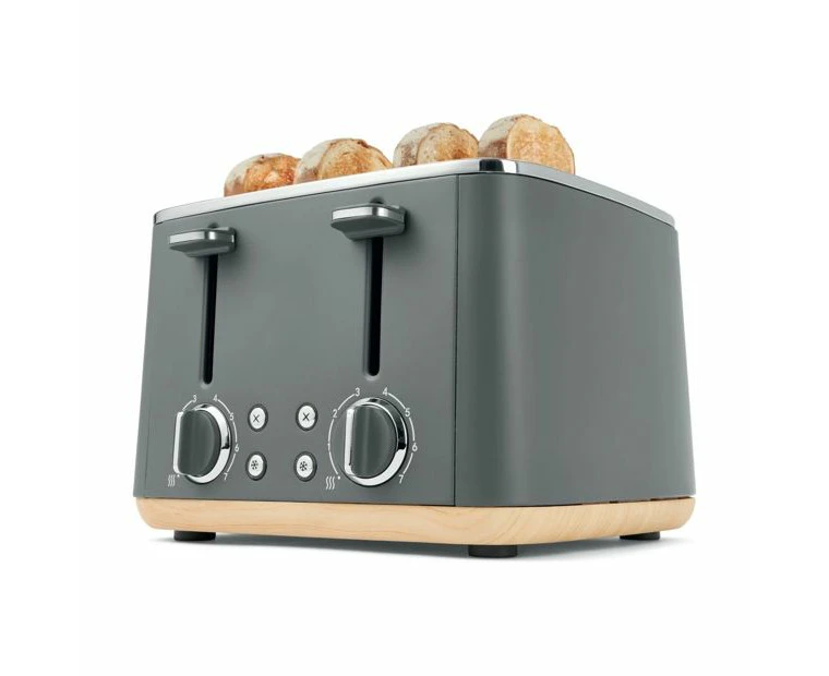 4 Slice Toaster, Grey - Anko