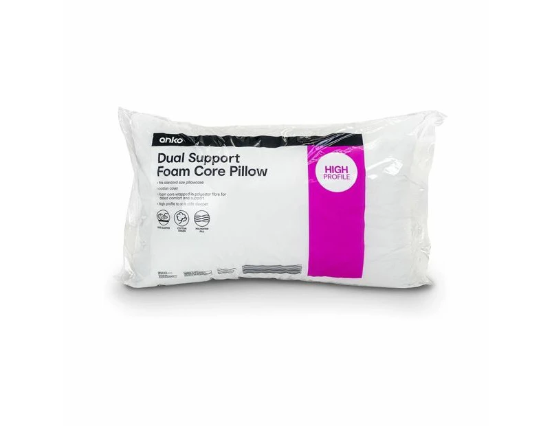 Dual Support Foam Core Pillow - Anko - White