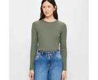 Target Australian Cotton Long Sleeve Rib Layering T-Shirt - Green