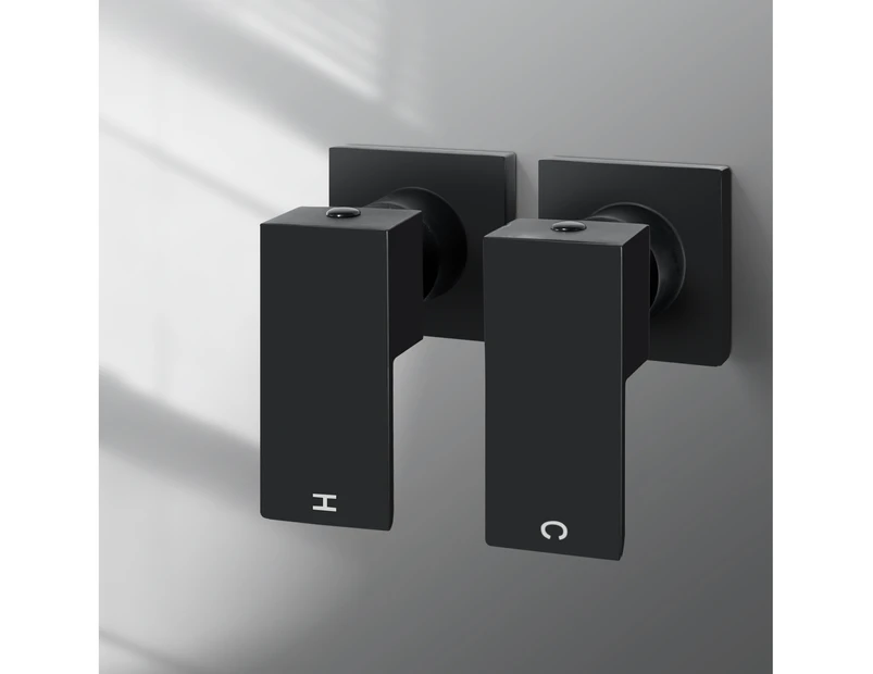 Twin taps Hot Cold mixer Shower taps Wall Mixer Shower Basin Bathtub Faucets WaterMarked Black