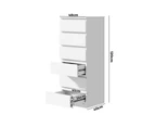 Oikiture 6 Chest of Drawers Tallboy Dresser Table Storage Cabinet Bedroom White - White