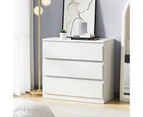 Oikiture 3 Chest of Drawers Lowboy Dresser Table Storage Cabinet Bedroom White - White