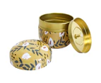 4x Mustard Floral 8.5cm Metal Tin Home/Bedroom Decor Jewellery Trinket/Canister