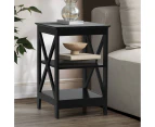 Oikiture Side Table Coffee Bedside Sofa End Tables 3-tier Shelf Black