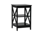 Oikiture Side Table Coffee Bedside Sofa End Tables 3-tier Shelf Black