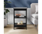 Oikiture Side Table Coffee Bedside Sofa End Tables 3-tier Shelf Black