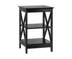 Oikiture Side Table Coffee Bedside Sofa End Tables 3-tier Shelf Black