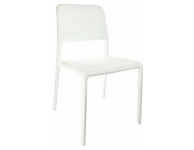 CafePro Bora Bristo Plastic Resin Chair, Polypropylene Easily Stackable, Matt Finish White