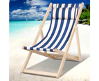 Gardeon Sun Lounge Outdoor Chairs Lounger Deck Beach Chair Folding Wooden Patio Furniture Blue