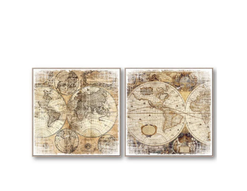 Charlie & Co. World Map Wall Art - Set of Two