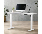 Oikiture 120CM Electric Standing Desk Single Motor Height Adjustable Sit Stand Table White Frame White Tabletop