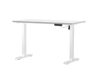 Oikiture 120CM Electric Standing Desk Single Motor Height Adjustable Sit Stand Table White Frame White Tabletop