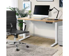 Oikiture 120CM Electric Standing Desk Single Motor Height Adjustable Sit Stand Table White Frame OAK Tabletop