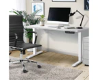 Oikiture 120CM Electric Standing Desk Single Motor Height Adjustable Sit Stand Table White Frame White Tabletop