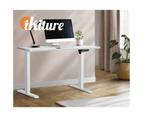 Oikiture 120CM Electric Standing Desk Single Motor Height Adjustable Sit Stand Table White Frame White Tabletop