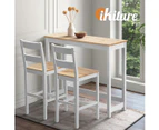 Oikiture 3PCS Bar Table Set 2 Stools Chairs Kitchen Dining Breakfast Cafe Tables