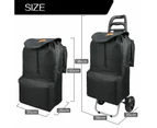 Foldable Shopping Trolley Aluminium Utility Cart Grocery Waterproof Bag Luggage - Black