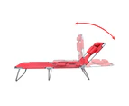 vidaXL Folding Sun Lounger with Head Cushion Powder-coated Steel Red