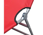 vidaXL Folding Sun Lounger with Head Cushion Powder-coated Steel Red