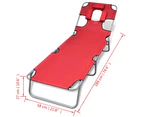 vidaXL Folding Sun Lounger with Head Cushion Powder-coated Steel Red