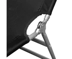vidaXL Folding Sun Lounger with Head Cushion Powder-coated Steel Black