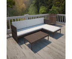 vidaXL 3 Piece Garden Lounge Set with Cushions Poly Rattan Brown