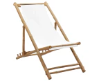 vidaXL Outdoor Deck Chair Bamboo and Canvas