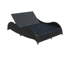 vidaXL Double Sun Lounger with Cushion Poly Rattan Black