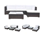 vidaXL 5 Piece Garden Lounge Set with Cushions Poly Rattan Brown