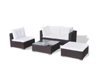 vidaXL 5 Piece Garden Lounge Set with Cushions Poly Rattan Brown