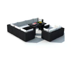 vidaXL 10 Piece Garden Lounge Set with Cushions Poly Rattan Black