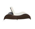 vidaXL Double Sun Lounger with Cushion Poly Rattan Brown