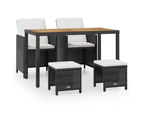 5 Piece Outdoor Dining Set Poly Rattan and Acacia Wood Black