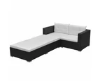 vidaXL 3 Piece Garden Lounge Set with Cushions Poly Rattan Black