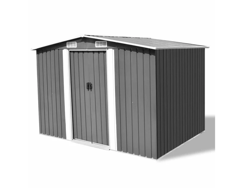 vidaXL Garden Storage Shed Grey Metal 257x205x178 cm