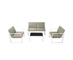 vidaXL 4 Piece Garden Lounge Set with Cushions Steel White