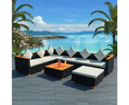 8 Piece Garden Lounge Set with Cushions Poly Rattan Black