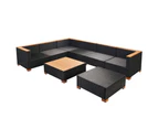 8 Piece Garden Lounge Set with Cushions Poly Rattan Black