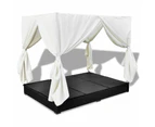 vidaXL Outdoor Lounge Bed with Curtains Poly Rattan Black