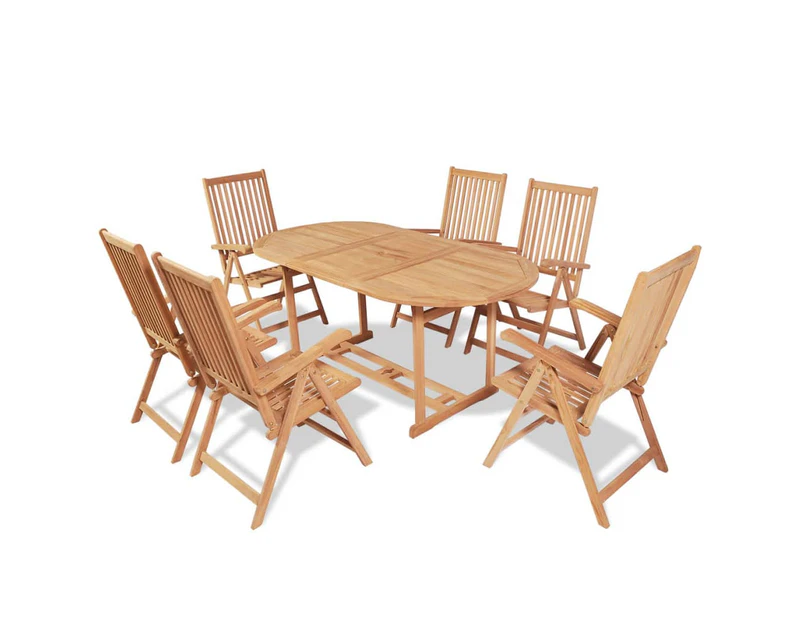 vidaXL 7 Piece Outdoor Dining Set with Folding Chairs Solid Teak Wood