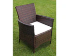 7 Piece Outdoor Dining Set with Cushions Poly Rattan Brown