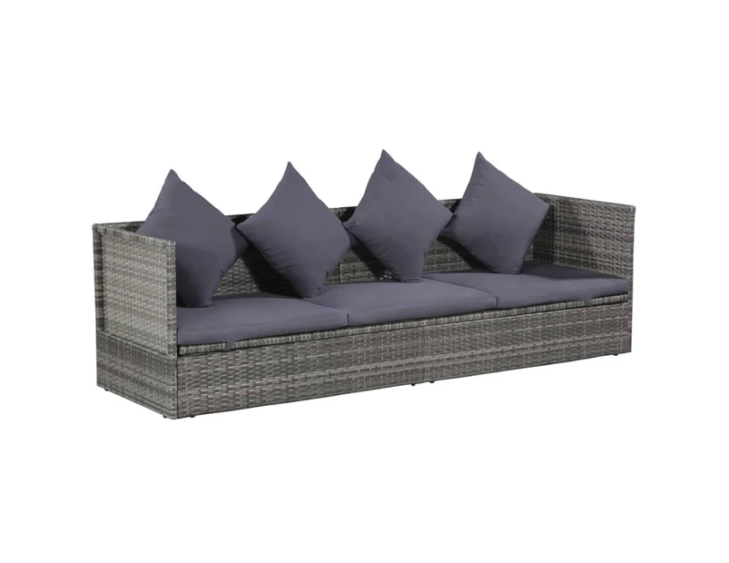 vidaXL Garden Bed Grey 200x60 cm Poly Rattan