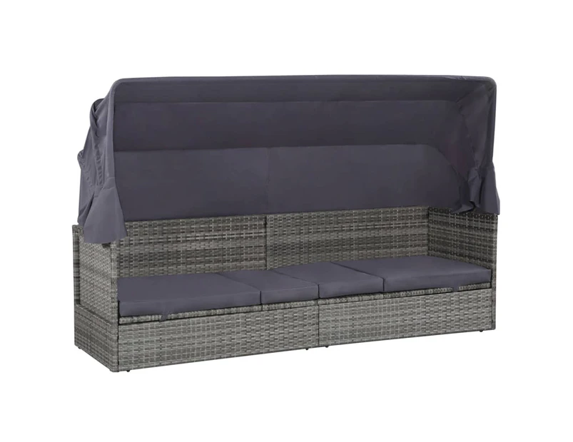 vidaXL Garden Bed with Canopy Grey 205x62 cm Poly Rattan