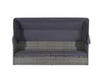 vidaXL Garden Bed with Canopy Grey 205x62 cm Poly Rattan